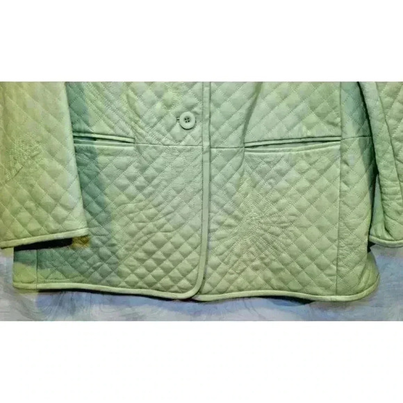 Leather Jacket Lightly Quilted Velvet Trim Pamela McCoy Size XL - Picture 4 of 16